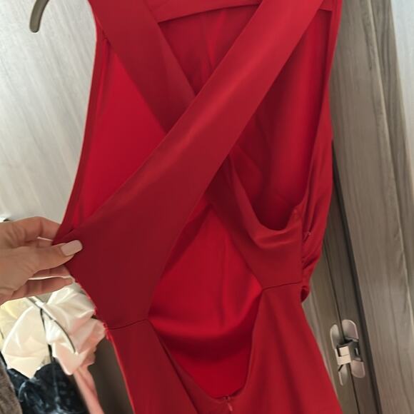 NWT REVOLVE & MINIMALIST lovers COMMENSE cowl neck cross back maxi satin dress M - Picture 9 of 11